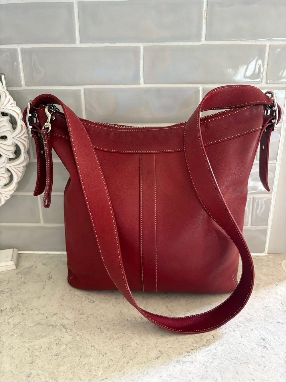 Coach Y2K Legacy Slim Duffel Red leather 9188